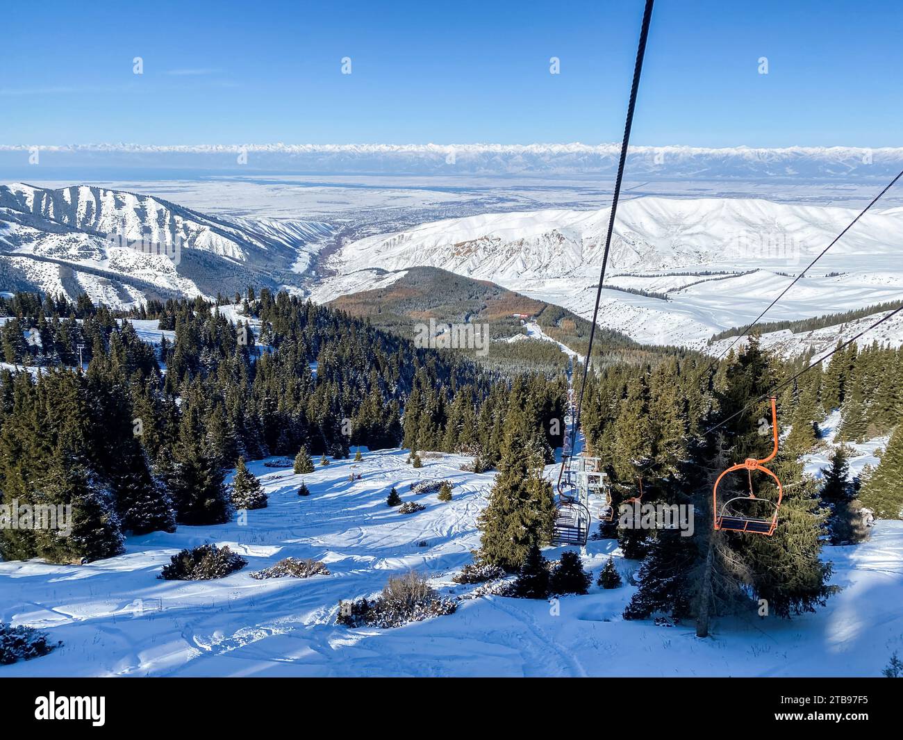 Ski gondola in the ski resort Stock Photo Alamy