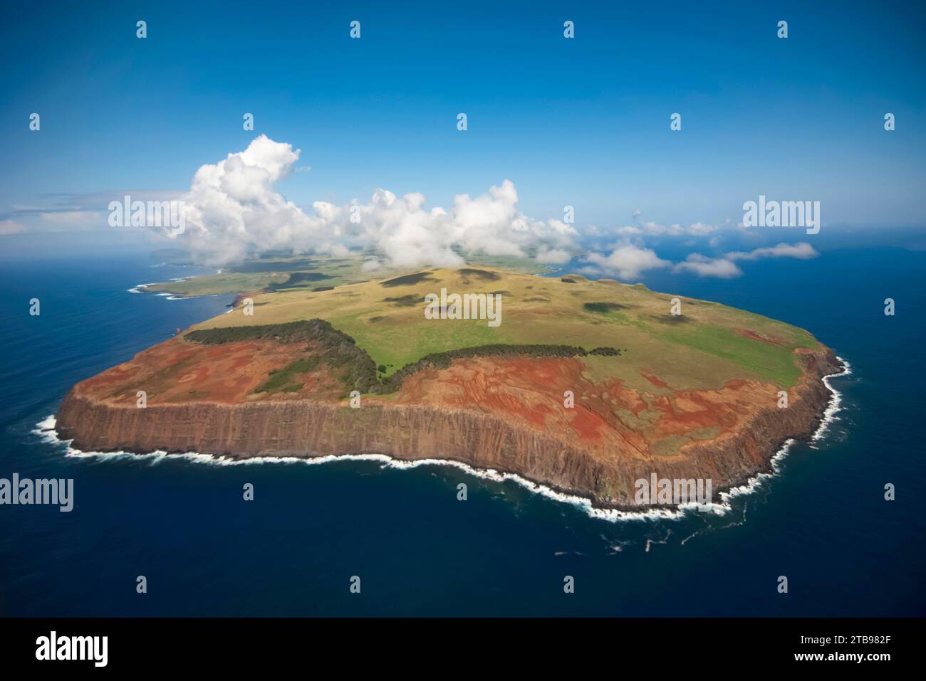 Aerial view of Easter Island or Rapa Nui; Hanga Roa, Easter Island, Chile Stock Photo