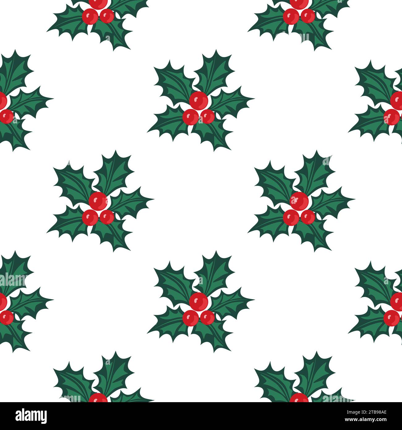 Seamless Holly Pattern. Christmas Holly Berry. Symbol Of Christmas And 