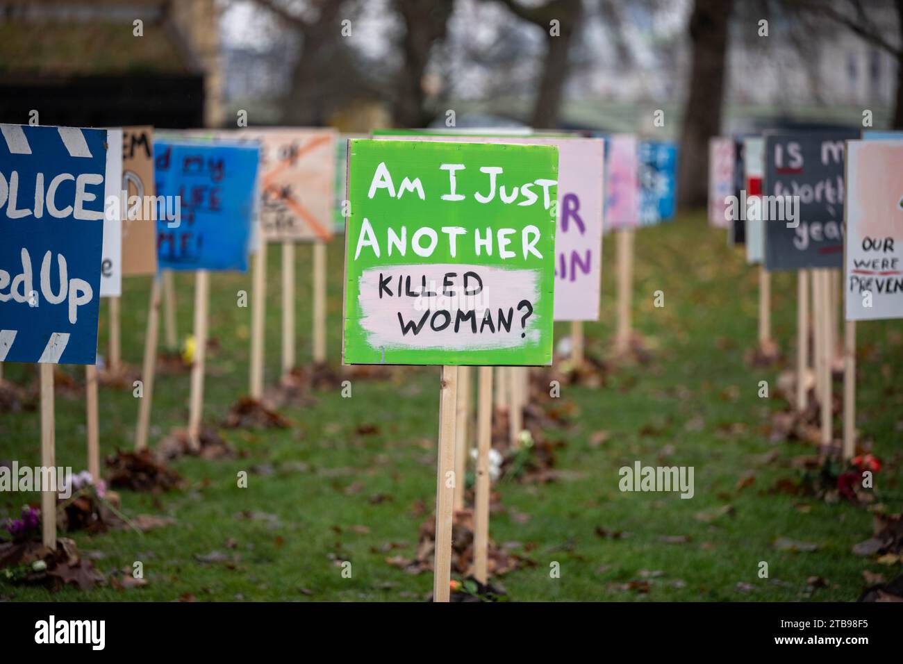 London, UK. 5th Dec, 2023. The launch of the report 'YOU WERE TOLD A VOICE FOR KILLED WOMEN' in Victoria Tower Gardens London UK Credit: Ian Davidson/Alamy Live News Stock Photo