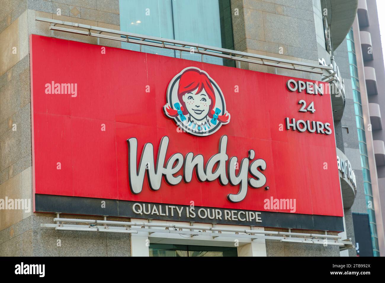 Dubai, United Arab Emirates - June 21, 2023: Wendy's fast food restaurant in Dubai Stock Photo