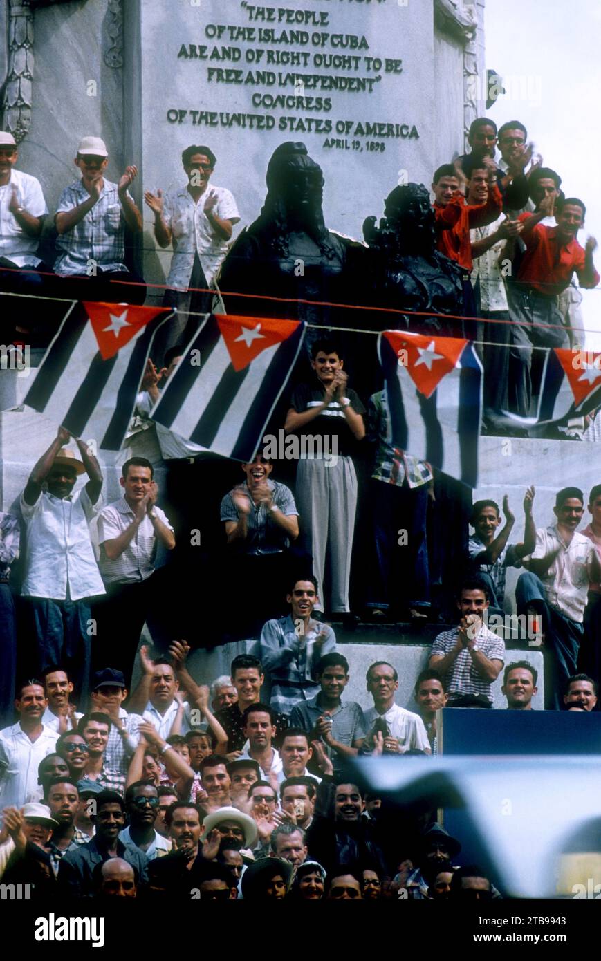 HAVANA, CUBA - FEBRUARY 24:  Fans watch from the stands during the 1957 Cuban Grand Prix on February 24, 1957 in Havana, Cuba.  Juan Manuel Fangio won the race.  (Photo by Hy Peskin) Stock Photo