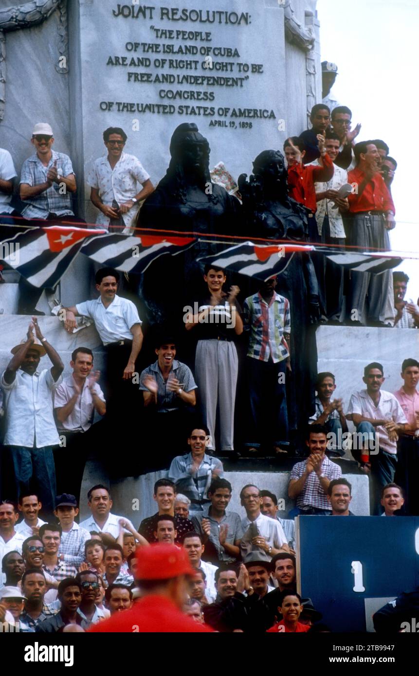 HAVANA, CUBA - FEBRUARY 24:  Fans watch from the stands during the 1957 Cuban Grand Prix on February 24, 1957 in Havana, Cuba.  Juan Manuel Fangio won the race.  (Photo by Hy Peskin) Stock Photo