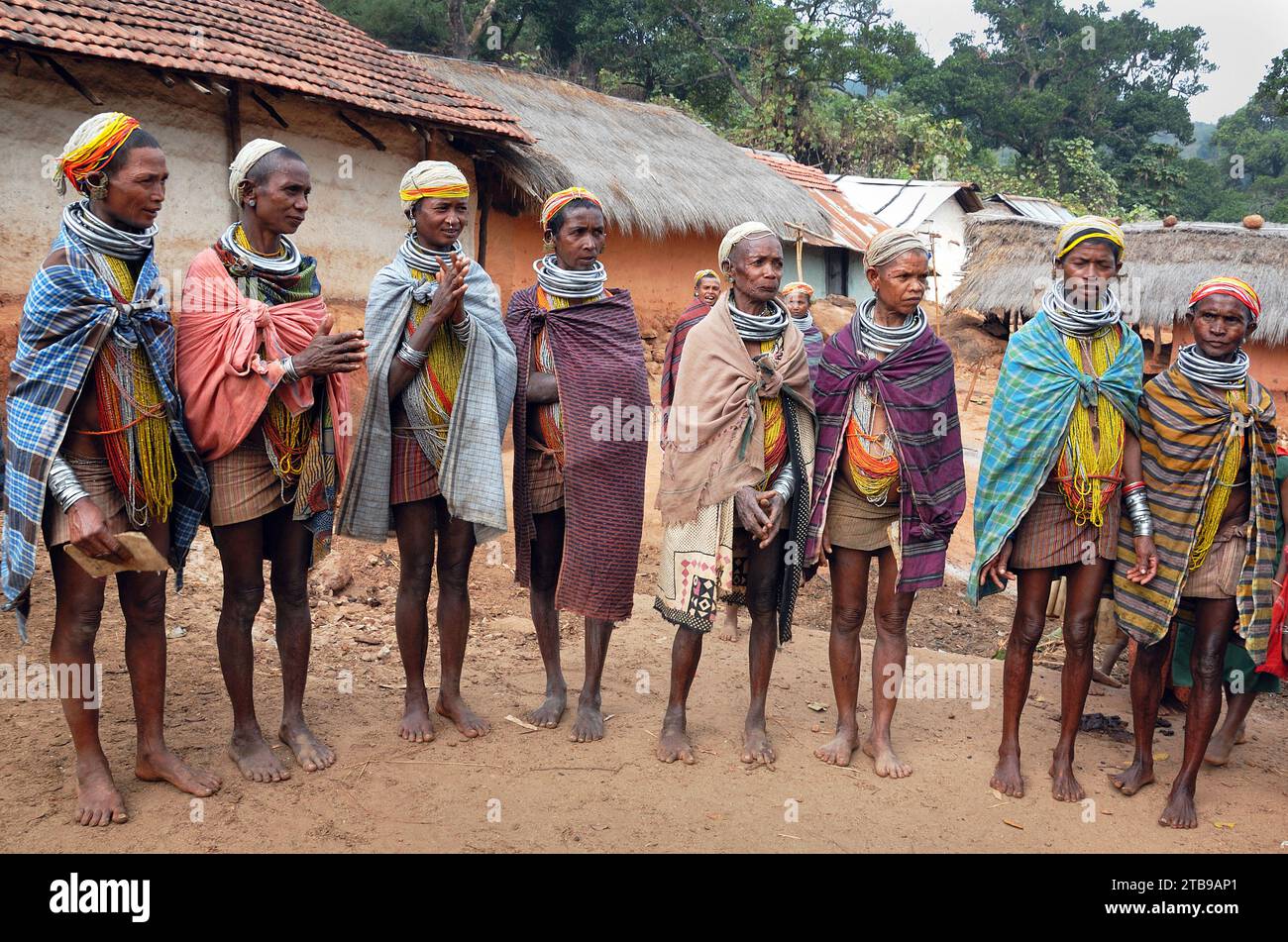 The Bonda, also known as Remo, are a Munda ethnic group who live in the isolated hill regions of the Malkangiri district of southwestern Odisha, near the junction of the three states of Odisha, Chhattisgarh, and Andhra Pradesh. The tribe is one of the oldest and most primitive in mainland India; their culture has changed little for more than a thousand years. They are one of the 75 Primitive Tribal Groups identified by the Government of India. Stock Photo