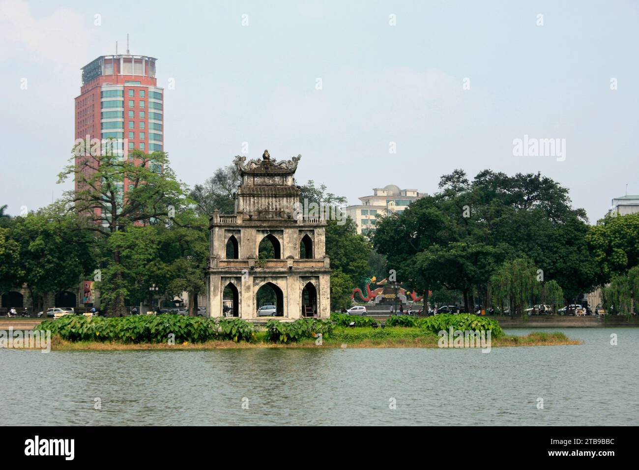 Ngoc Son Temple on a little island on Hoan Kiem Lake with in the ...