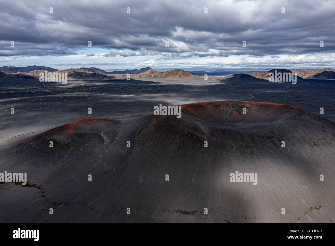 urzeitliche Vulkanlandschaft in der Nähe von Landmannalaugar, Iceland Stock Photo