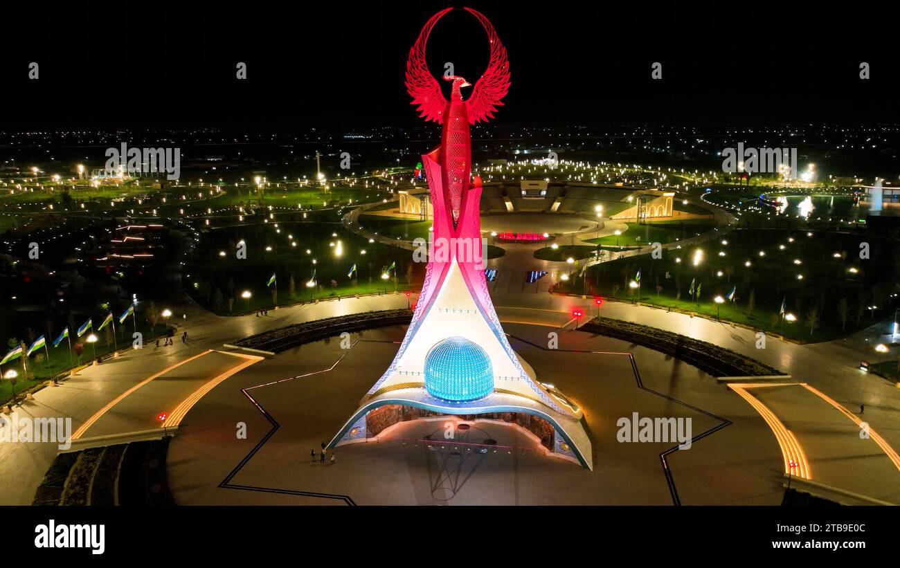 Tashkent, Uzbekistan - December 14, 2022: Aerial view of Huma bird ...