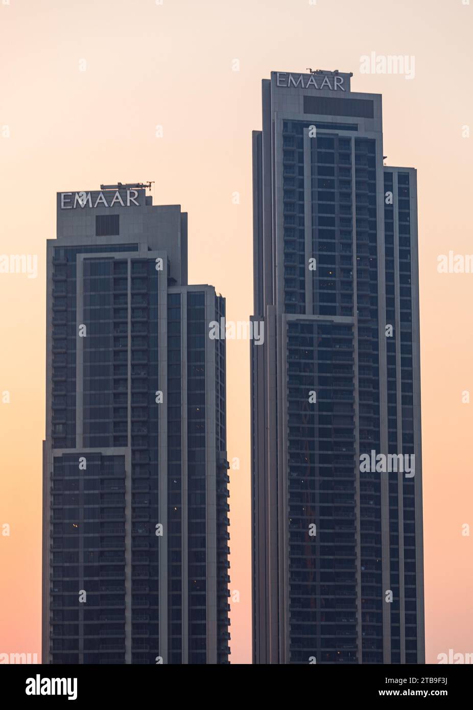 Dubai, United Arab Emirates - June 21, 2023: Emaar logo on the building