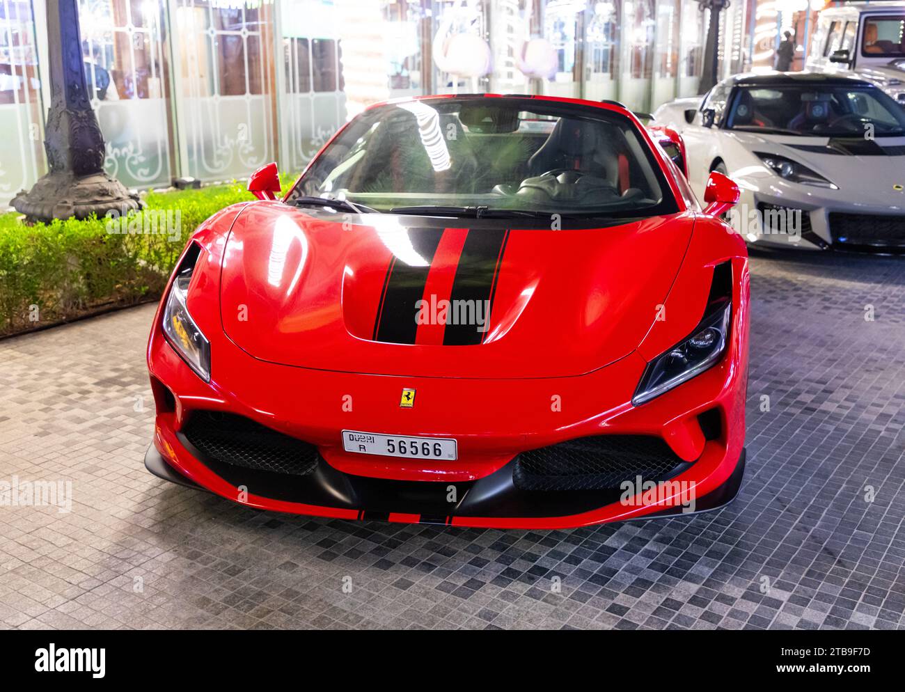 Dubai, United Arab Emirates June 21, 2023 Red Ferrari The F8 Tributo