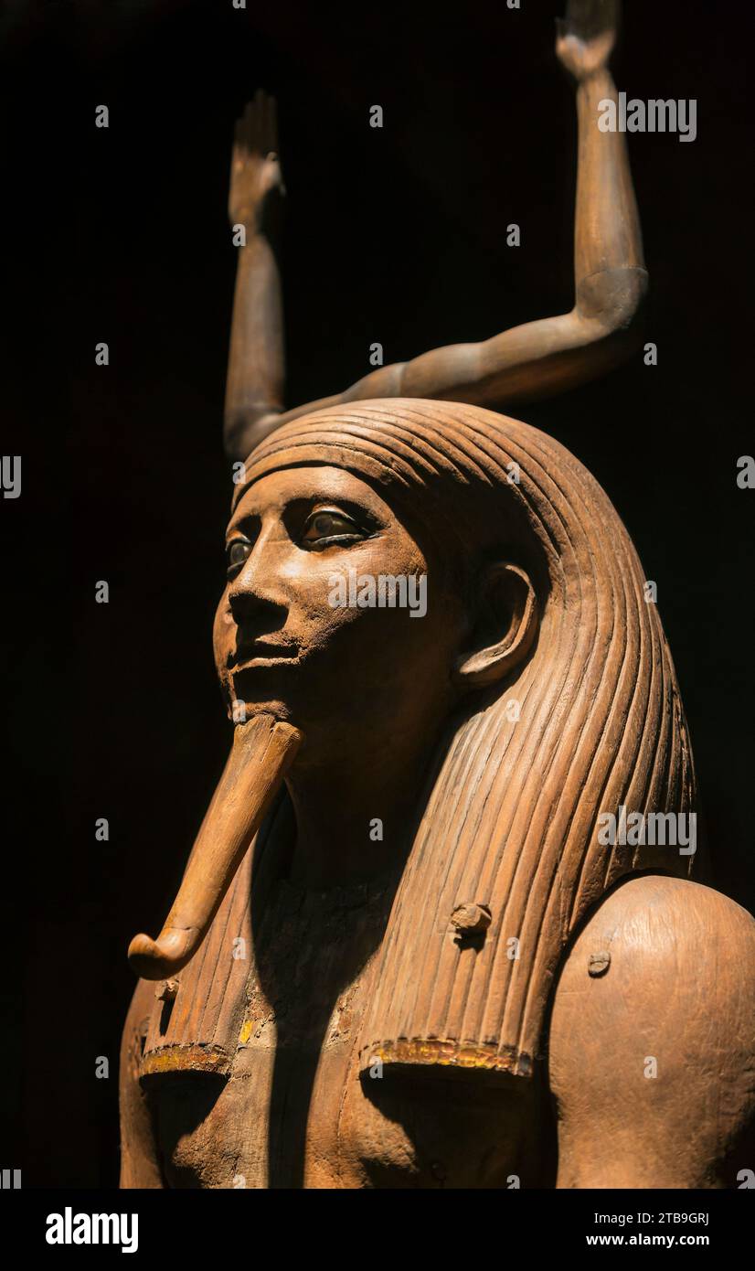 Close-up of the Ka statue of King Hor from the excavation of the tomb of King Hor Awibre (or Hor) located north of the pyramid complex of Amenemhat... Stock Photo