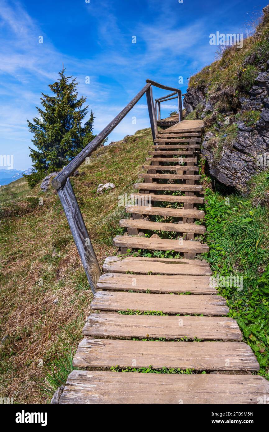 Hiking trail at the Kitzbüheler Horn mountaint in Austria Stock Photo