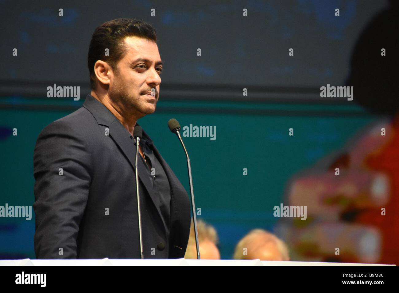 Kolkata, West Bengal, India. 5th Dec, 2023. Bollywood star actor Salman Khan addressing at the inaugural function of the 29th edition of the Kolkata International Film Festival (KIFF 29), organized by the Information and Cultural Affairs Department, Government of West Bengal, which is scheduled to be held between 5 - 12 December, 2023 in Kolkata, the cultural capital of the State of West Bengal. this festival is accredited by the International Federation of Film Producers' Association or FIAPF. (Credit Image: © Biswarup Ganguly/Pacific Press via ZUMA Press Wire) EDITORIAL USAGE ONLY! Not fo Stock Photo