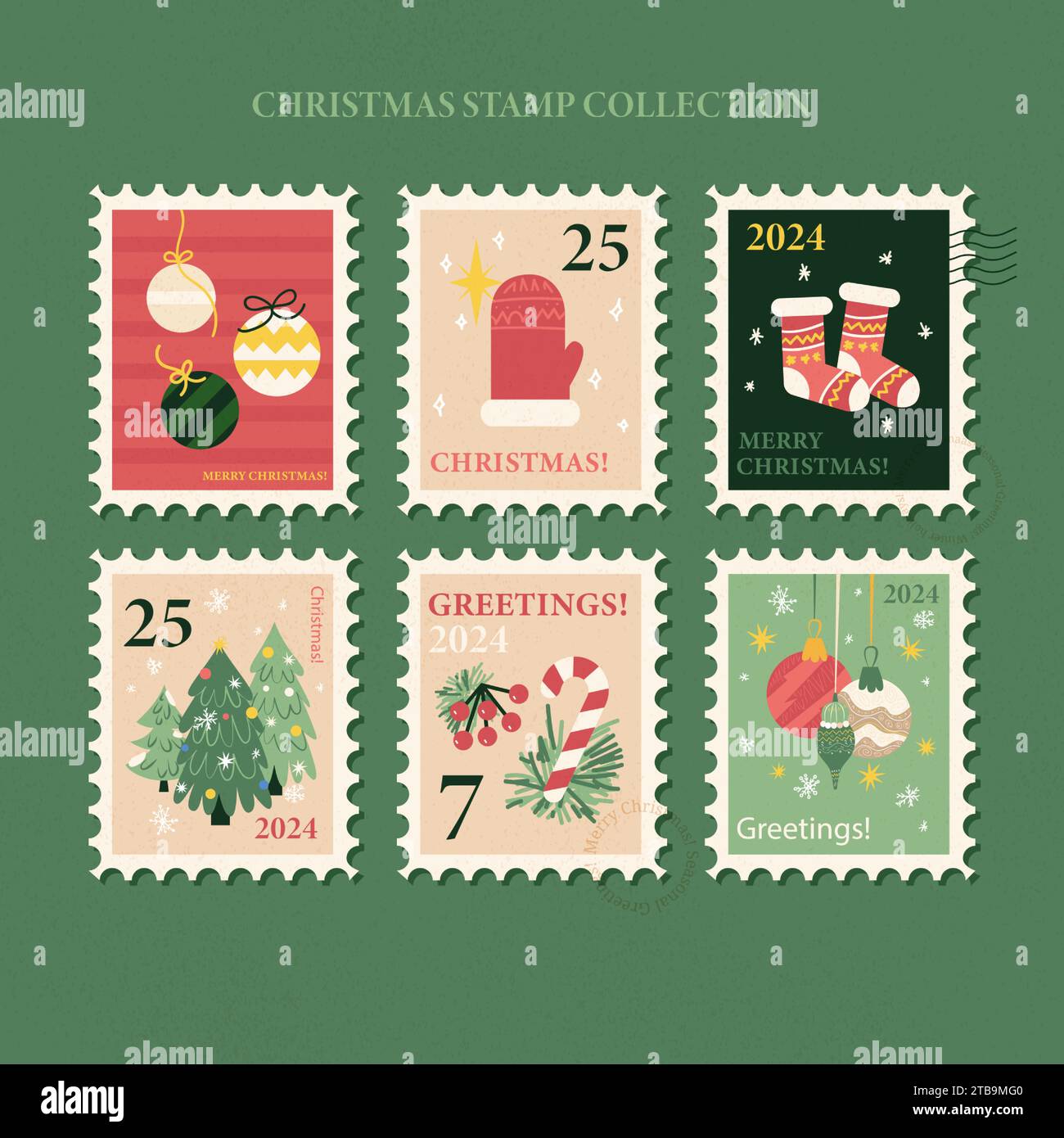Christmas Postal Stamps Collection Stock Vector Image & Art Alamy