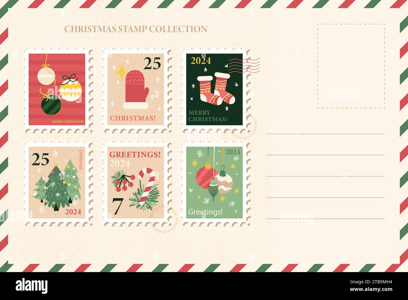Christmas Postal Stamps Collection Letter Stock Vector Image & Art Alamy Christmas Postal