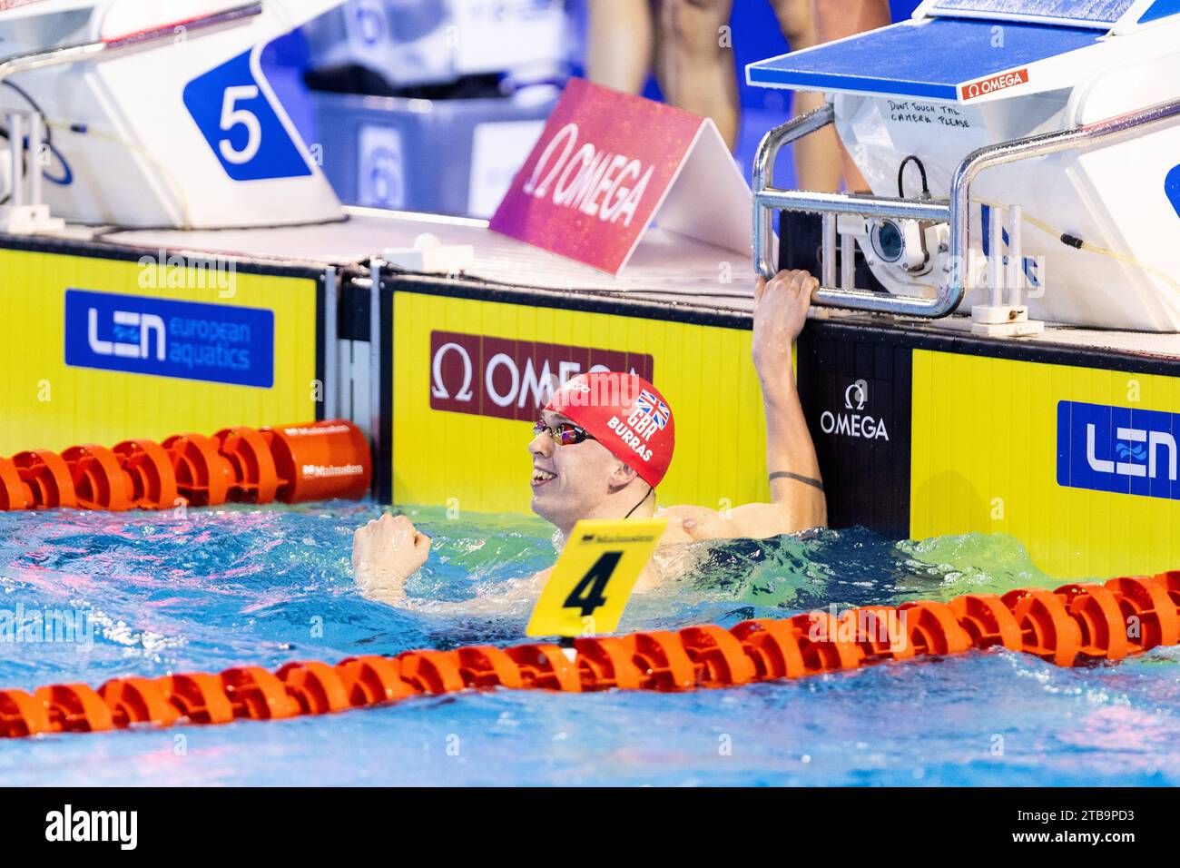 Swimmer of Great Britain during MenÂ´s 4x50m Freestyle Final at the LEN