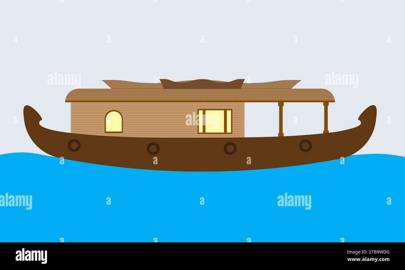 Kerala Boat house in the water vector illustration Stock Vector Image