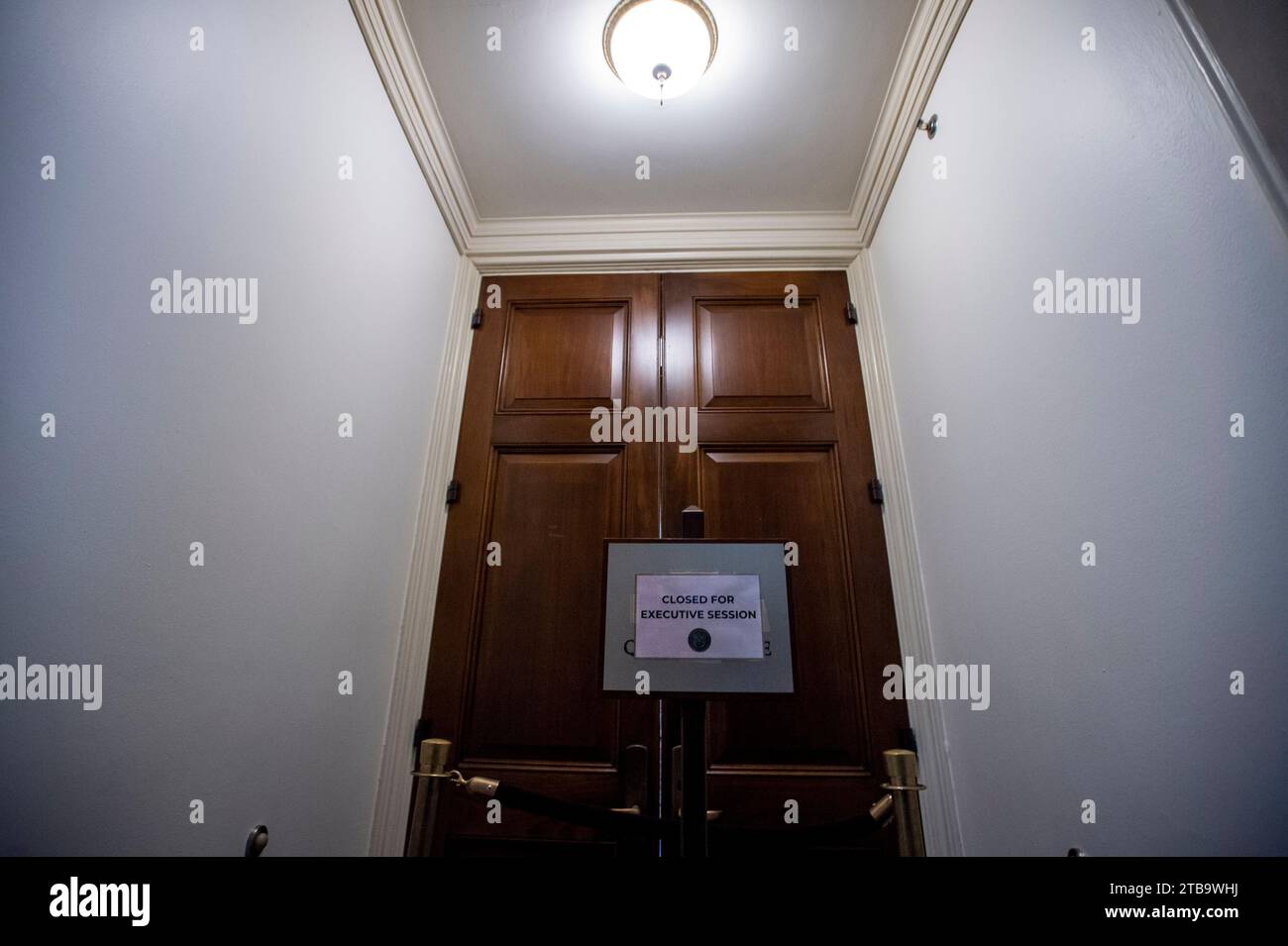 The door is closed for the hearing during a United States House