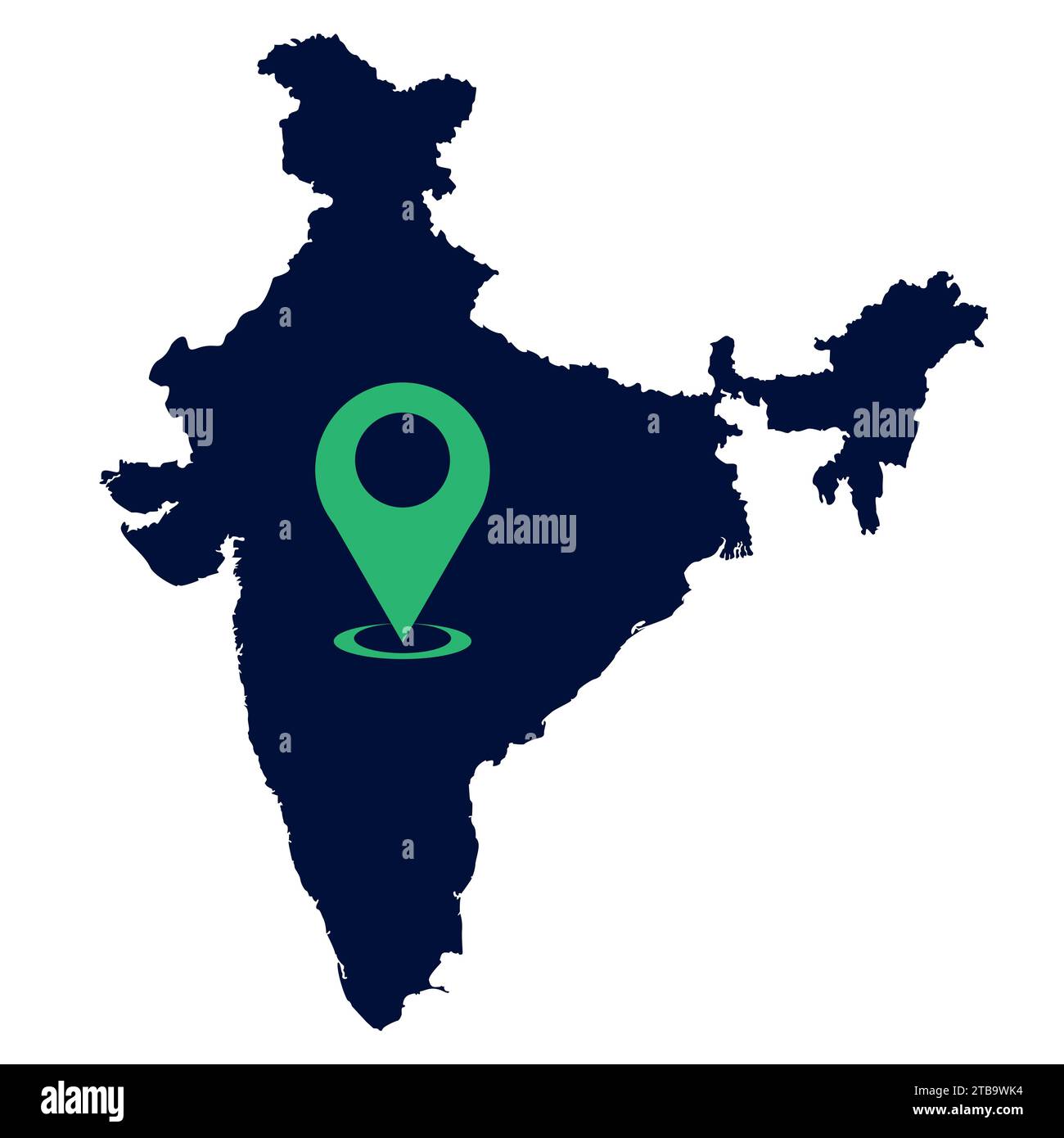 India Map with map location symbol isolated on the white Stock Vector