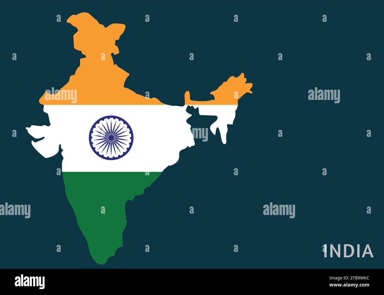 India map with Indian flag vector illustration Stock Vector