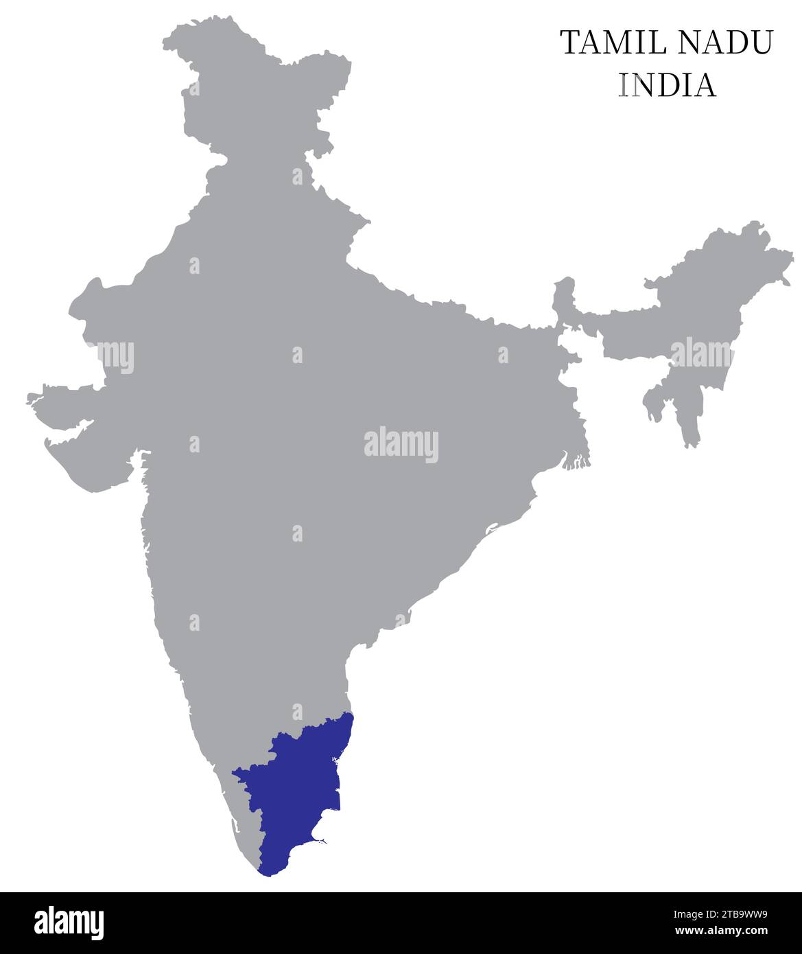 Tamil Nadu Highlighted in India Map vector illustration(Map not to