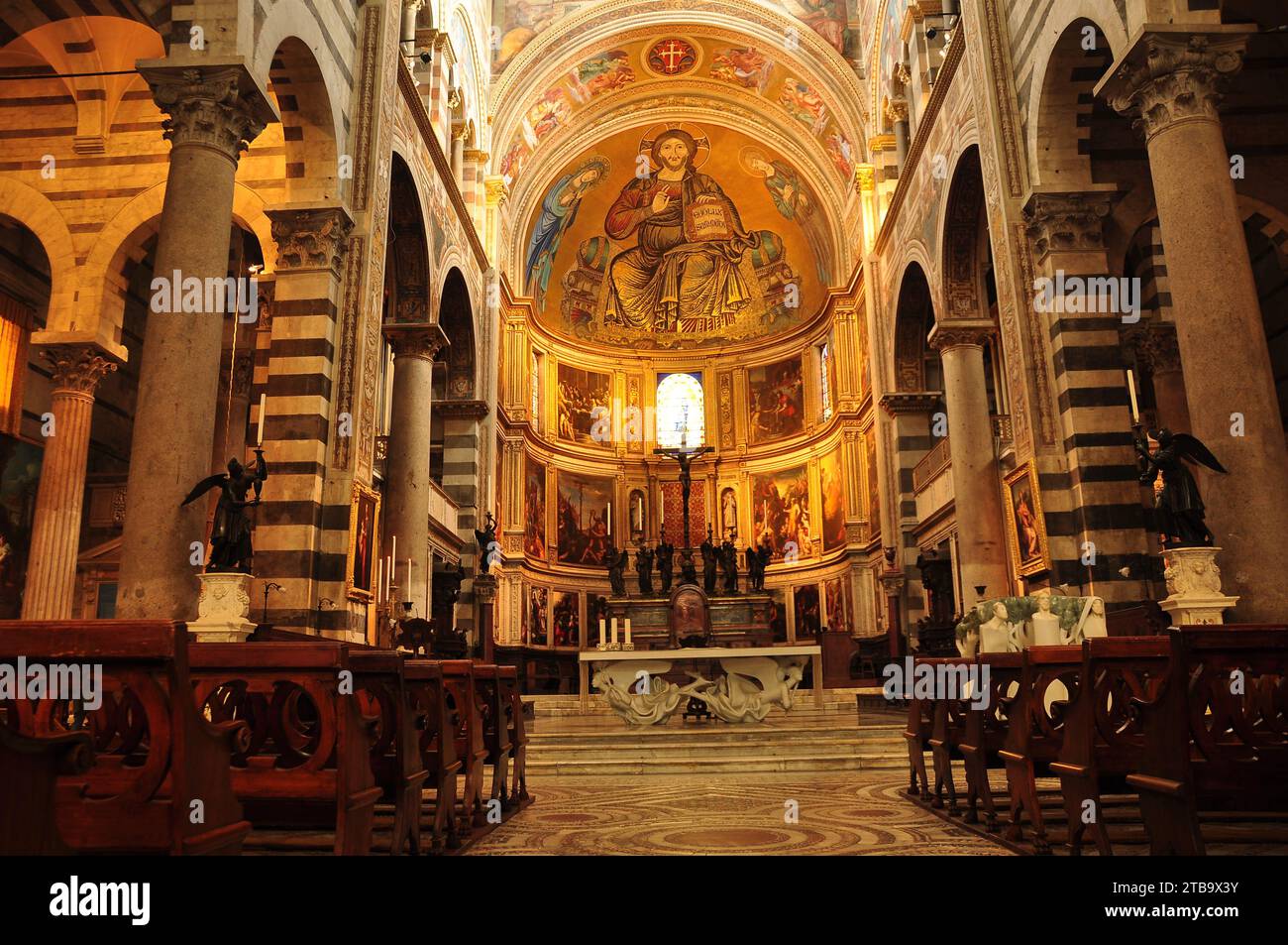 Inside the Duomo in Pisa Italy. Stock Photo
