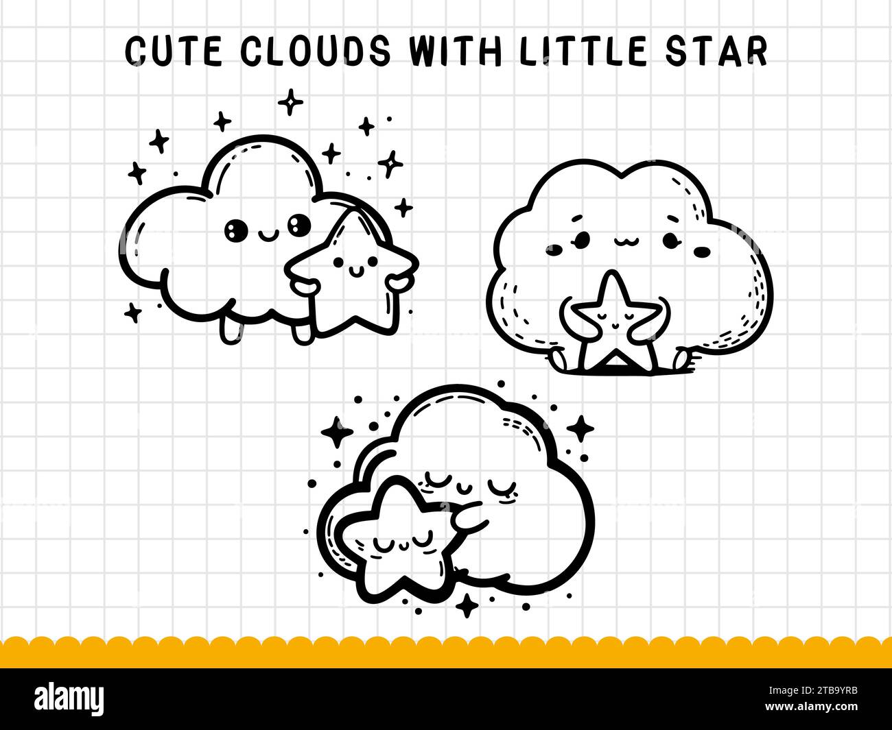 Cute doodle clouds with little star. Vector illustration Stock Vector ...