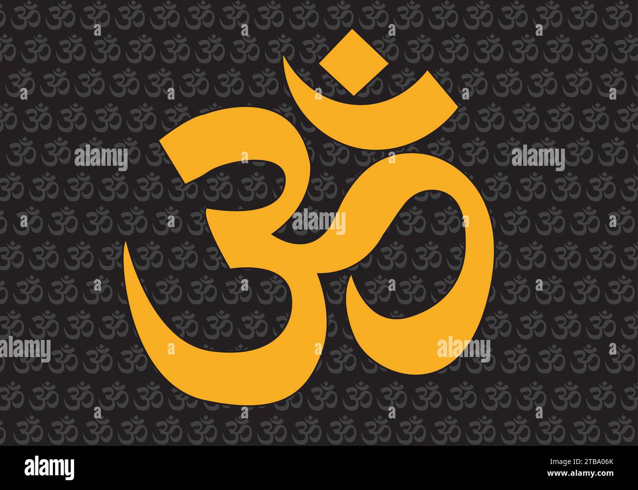 Aum Om symbol with seamless  background Stock Vector