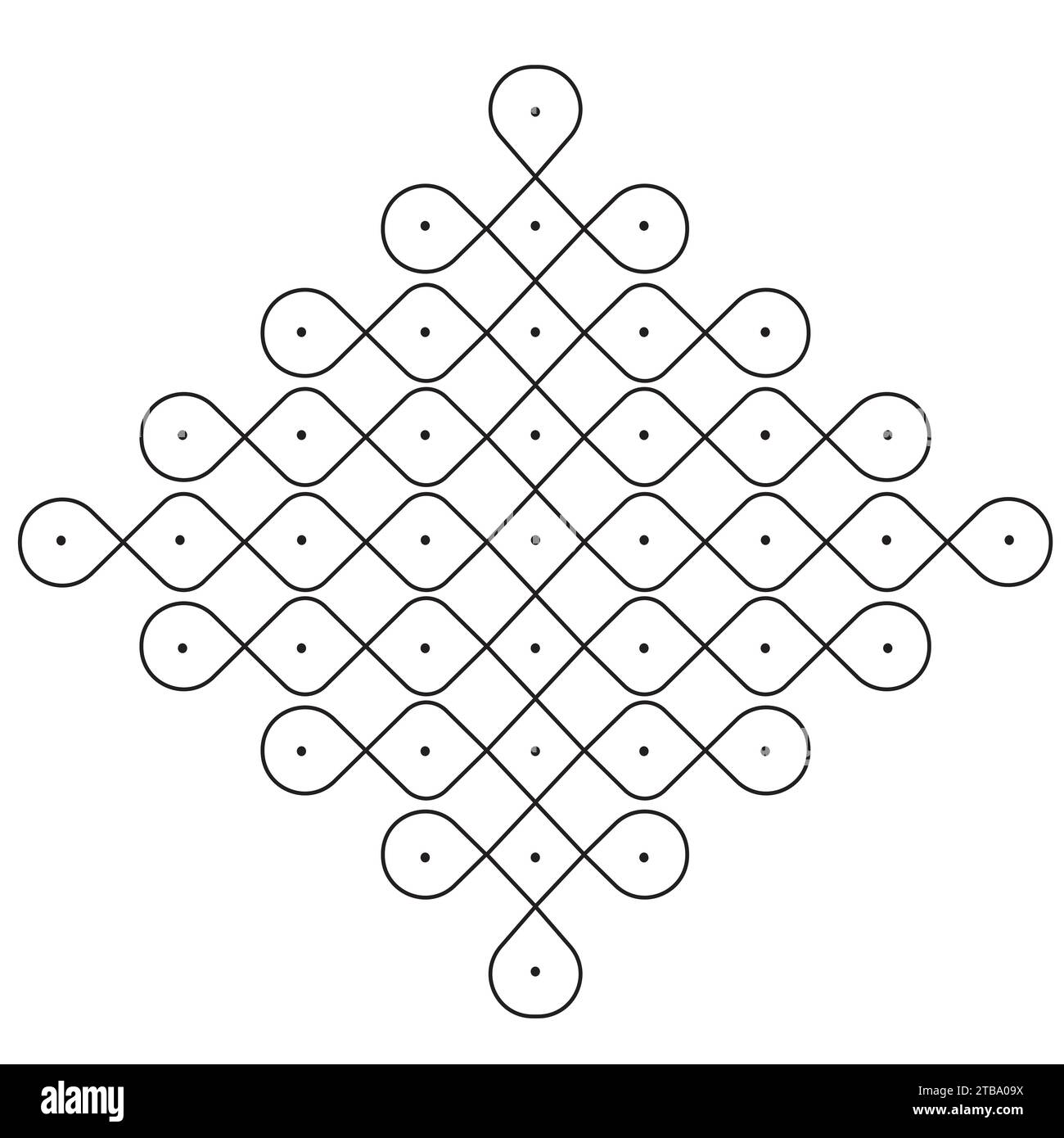 abstract kolam with dots vector illustration in white background Stock