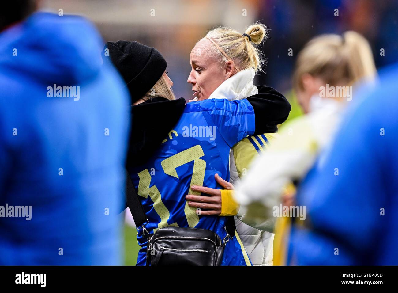 Caroline Seger and Olivia Schough of, Sweden. , . after the UEFA Women's  Nations League football match between Spain and Sweden on December 5, 2023  in Malaga. Photo: Ludvig Thunman/BILDBYRÅN/kod LT/LT0568 fotboll