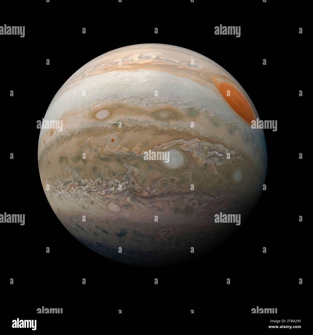 Jupiter's Great Red Spot and turbulent southern hemisphere. Stock Photo