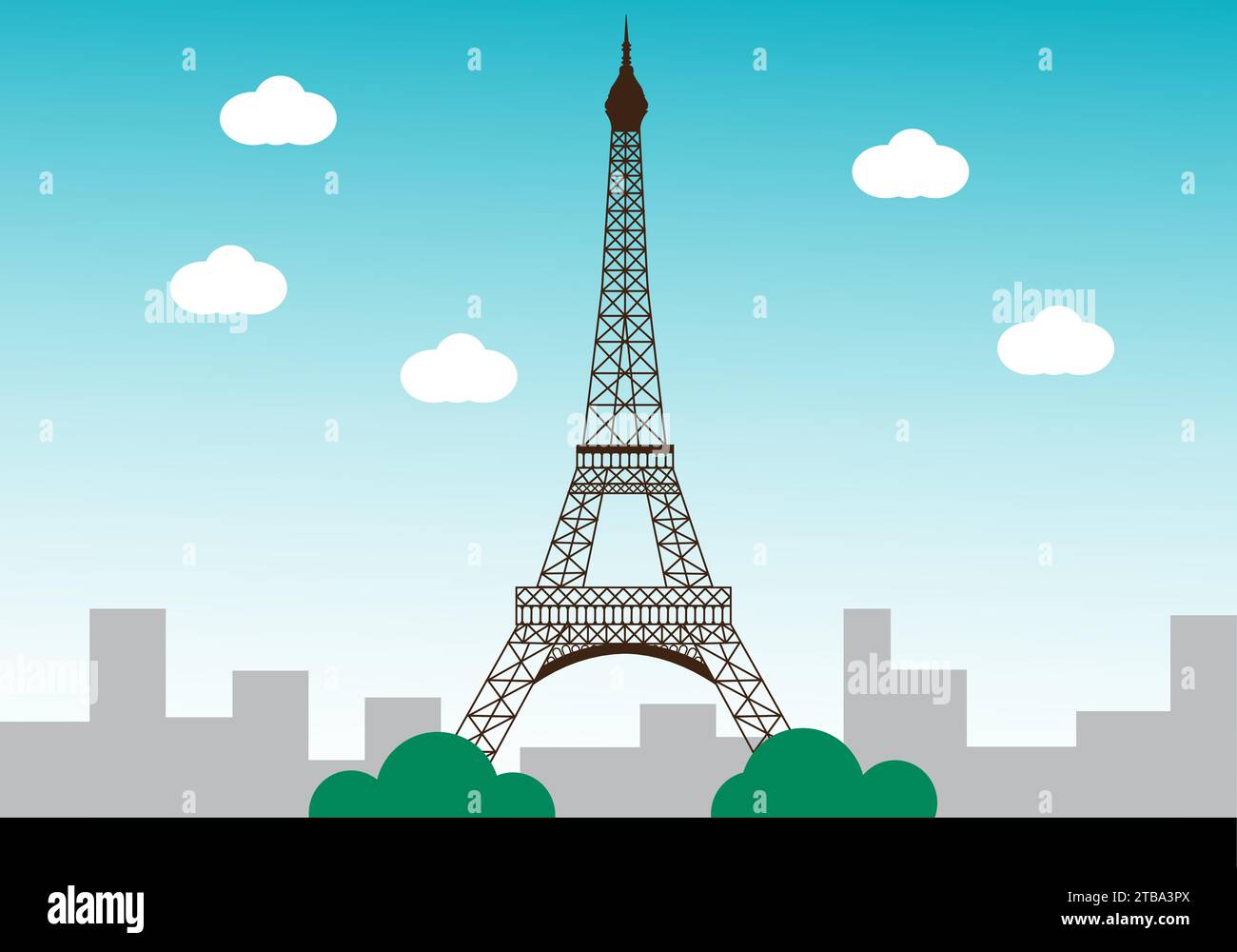 Eiffel tower with city vector illustration Stock Vector