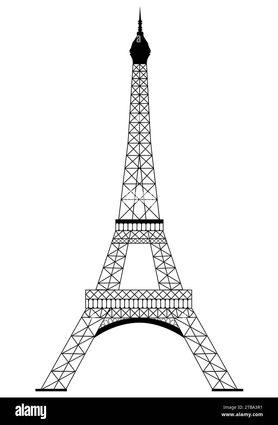 eiffel tower isolated on white Stock Vector