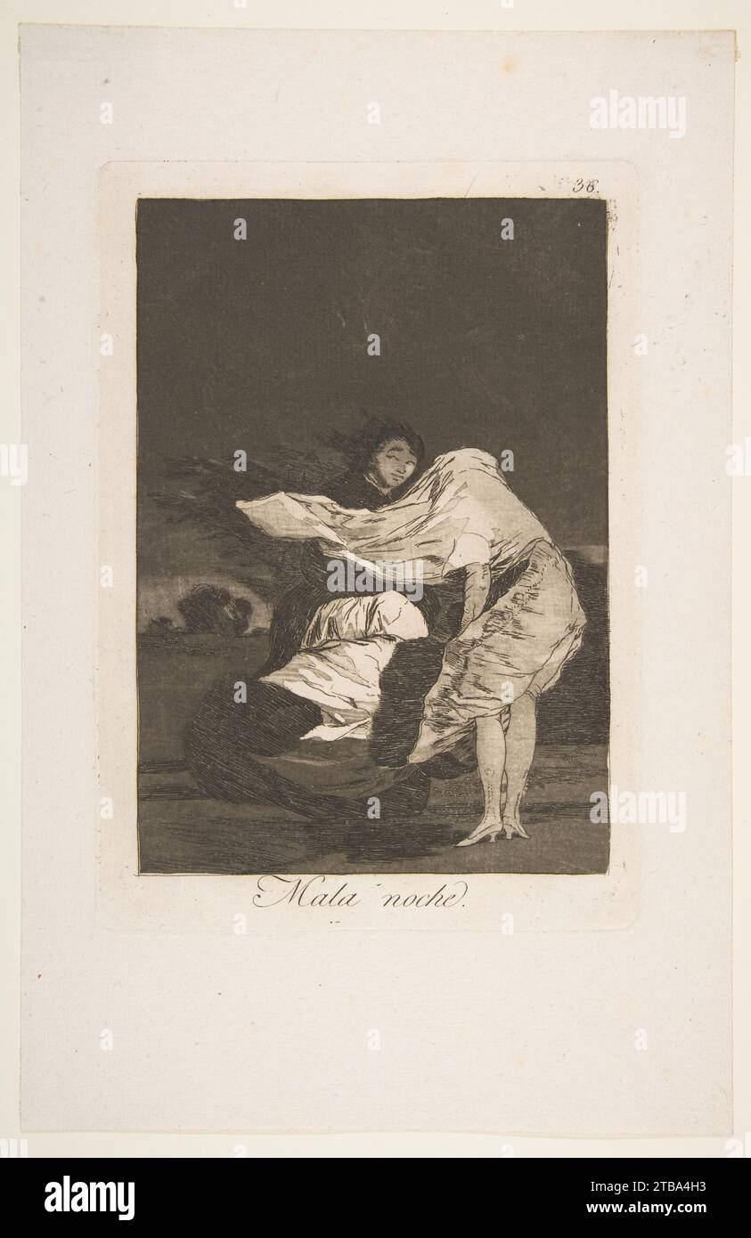 Plate 36 from 'Los Caprichos: A bad night (Mala noche.) 1916 by Goya (Francisco de Goya y Lucientes) Stock Photo