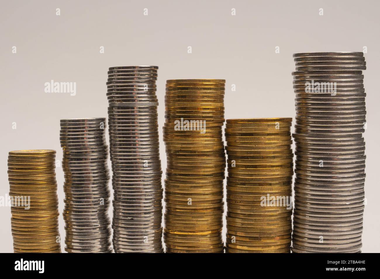 Pile of coins isolated on a white background. Banking and money Stock ...