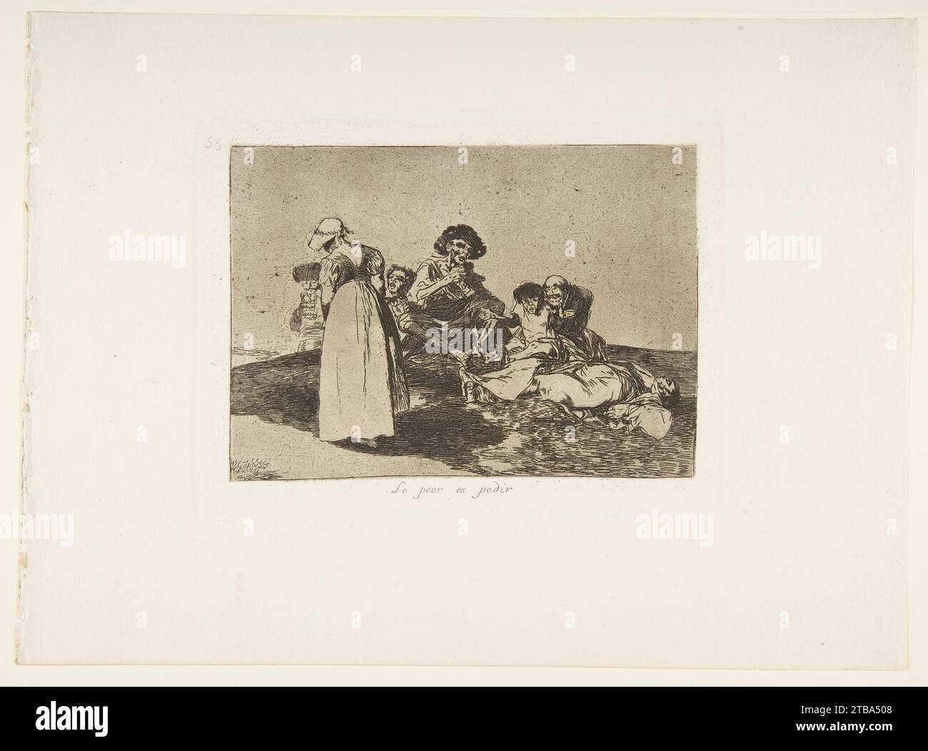 Plate 55 from 'The Disasters of War' (Los Desastres de la Guerra): 'The worst is to beg' (Lo peor es pedir) 1922 by Goya (Francisco de Goya y Lucientes) Stock Photo