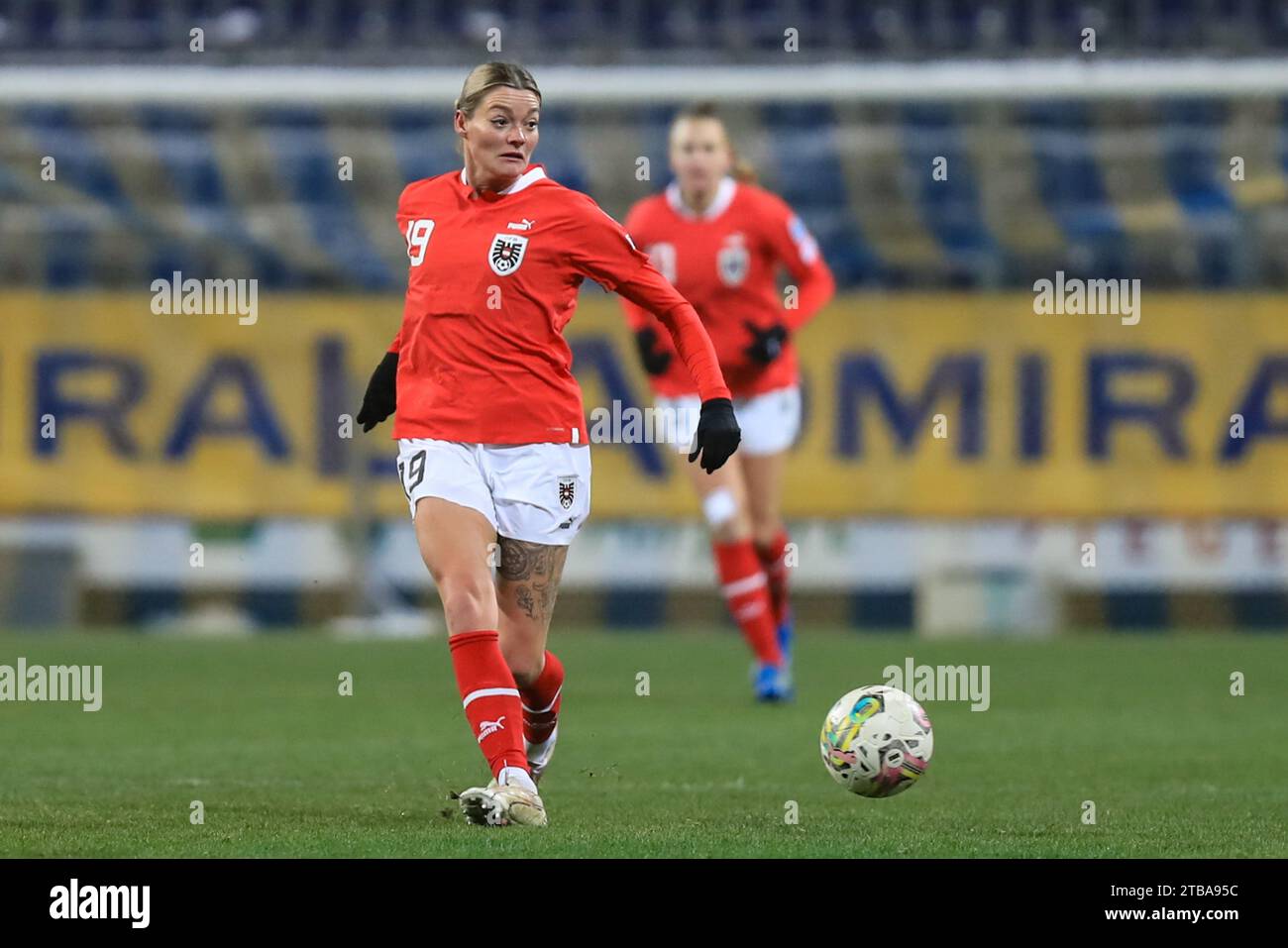 St Polten, Austria. 5th December, 2023. Verena Hanshaw (19 Austria) in action during the UEFA womens nations league match Austria v Norway at NV Arena in St Polten, Austria (Tom Seiss/SPP) Credit: SPP Sport Press Photo. /Alamy Live News Stock Photo