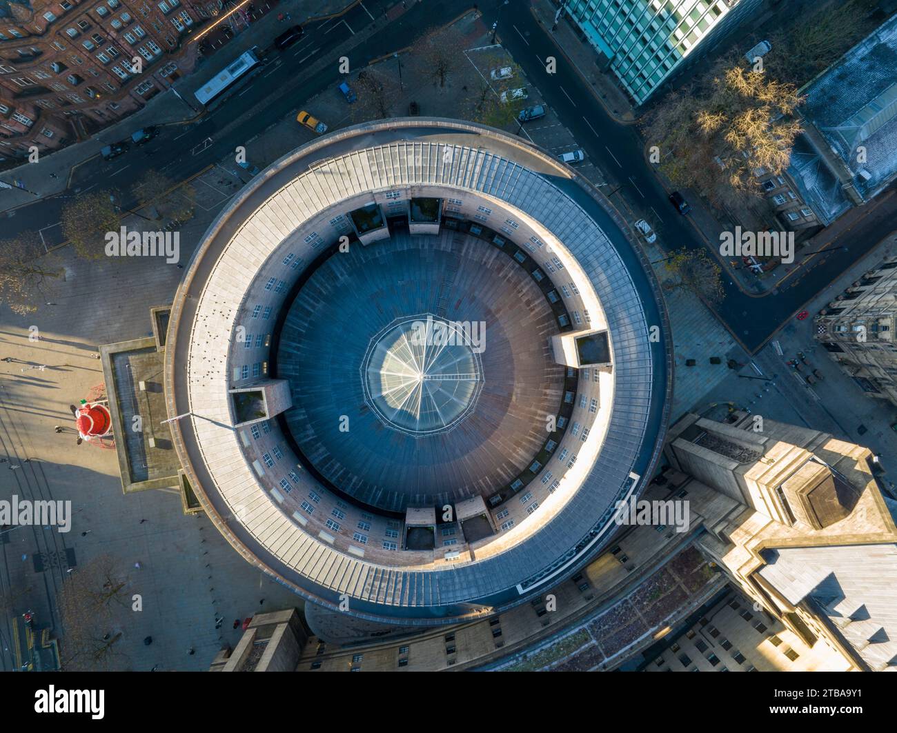 Aerial View of Central Library, Manchester, England Stock Photo