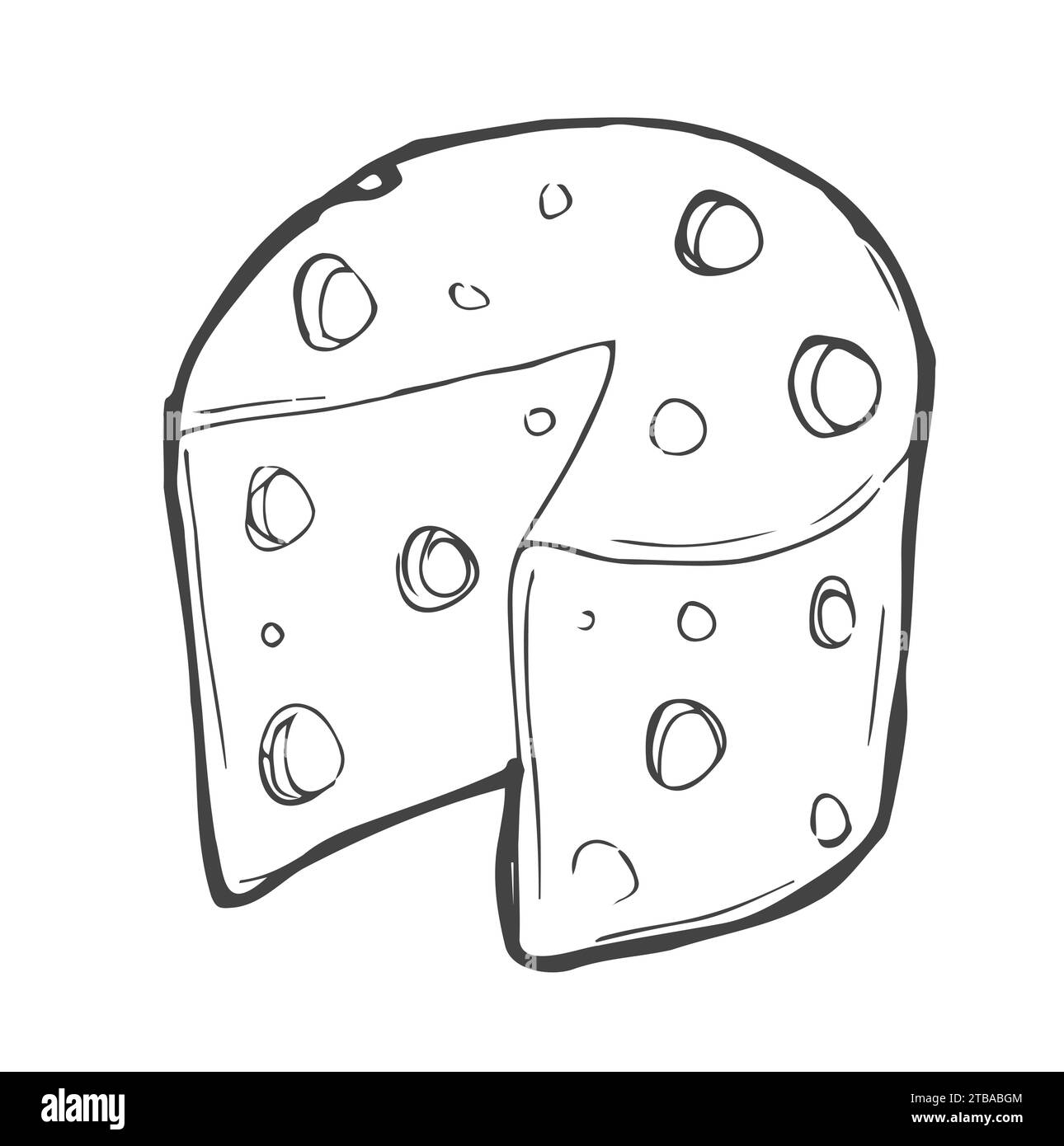 VECTOR CONTOUR DRAWING OF A CHEESE HEAD ON A WHITE BACKGROUND Stock Vector