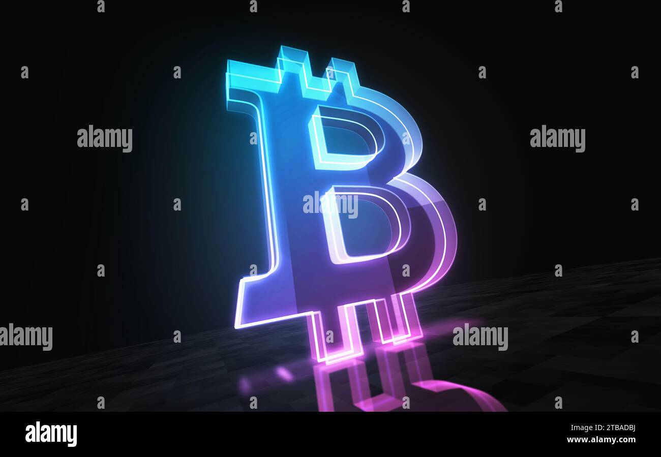 Bitcoin blockchain crypto currency and digital money symbol digital  abstract concept holographic glass. Cyber technology and computer  background 3d ob Stock Photo - Alamy