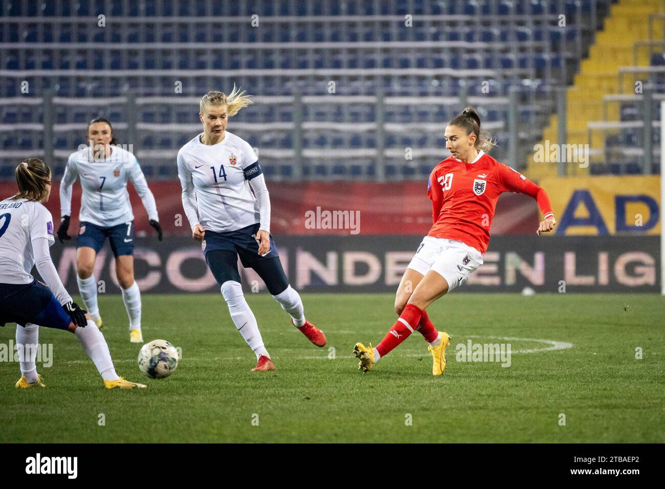 St Polten, Austria. 05th Dec, 2023. NASCHENWENG (AUT) at Austria - Norway UEFA Women’s Nations League 2023/2024 football match in the Niederoesterreich-/NV-Arena in St. Poelten. Credit: Andreas Stroh/Alamy Live News Stock Photo