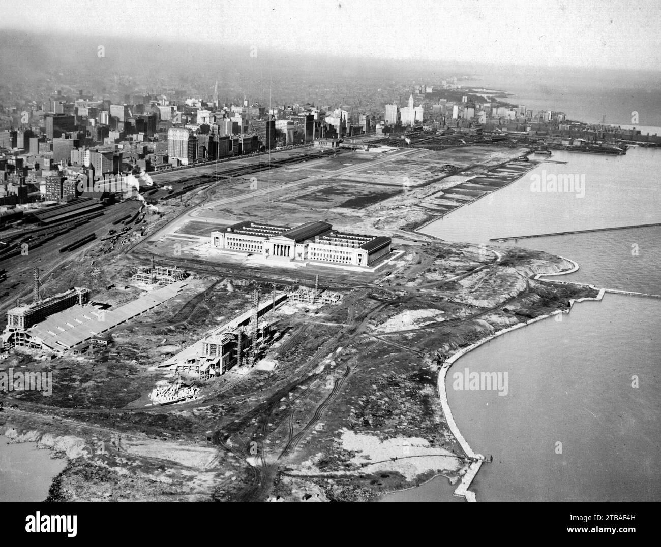 Aerial Photograph of Showing the Construction of Municipal Grant Park