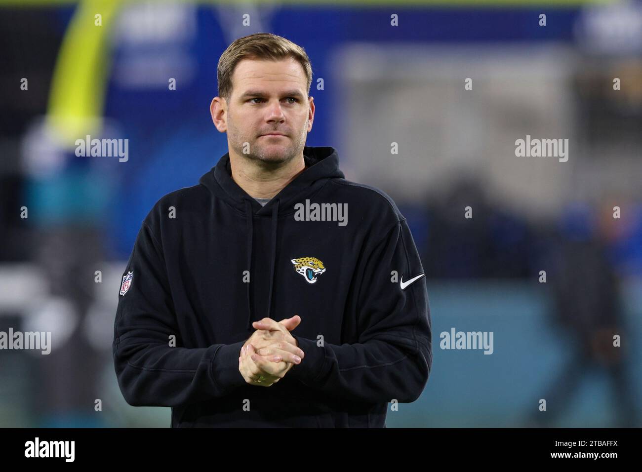 Jacksonville Jaguars offensive coordinator Press Taylor walks the field