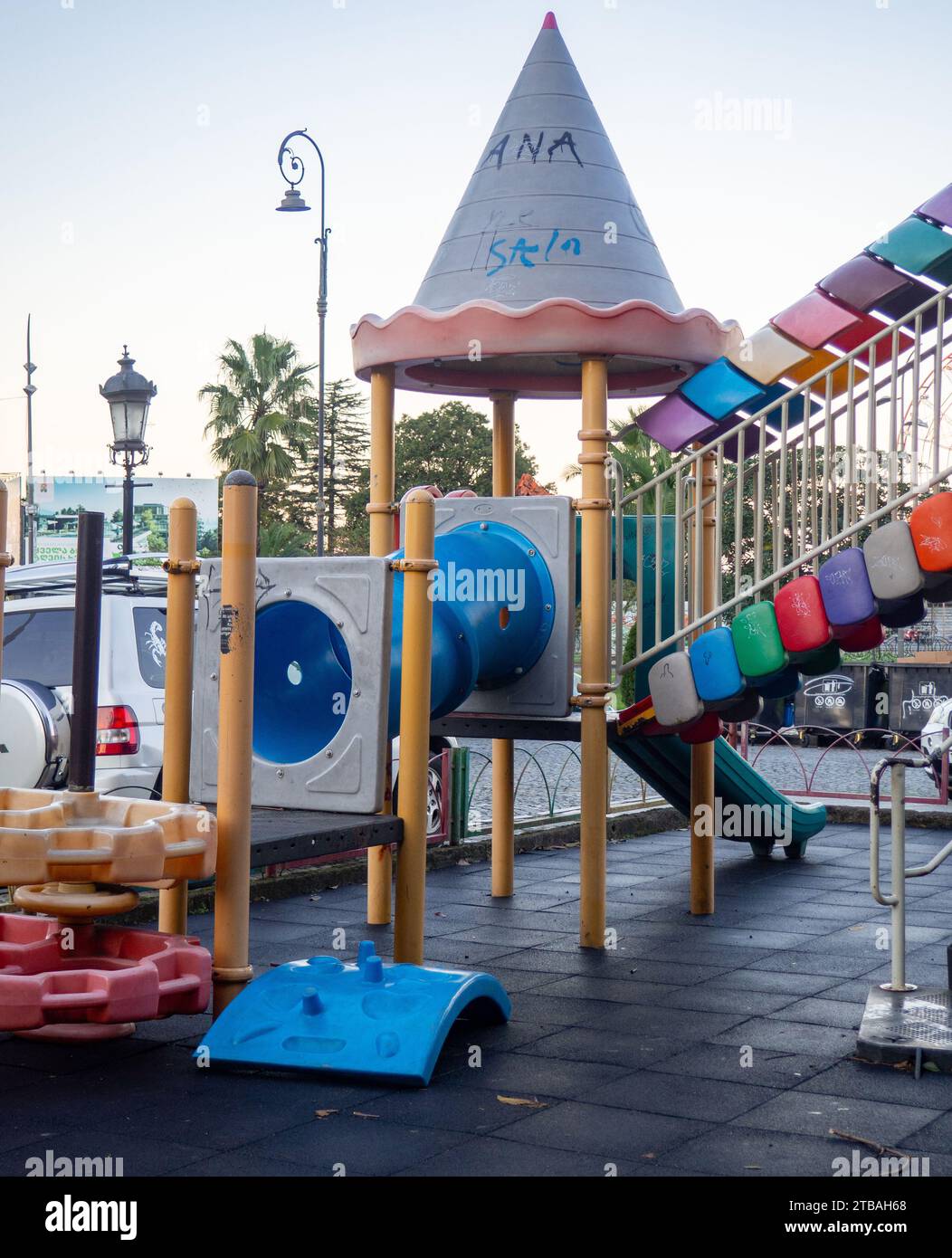 Children's playground made of plastic. Safe playground. Place to play