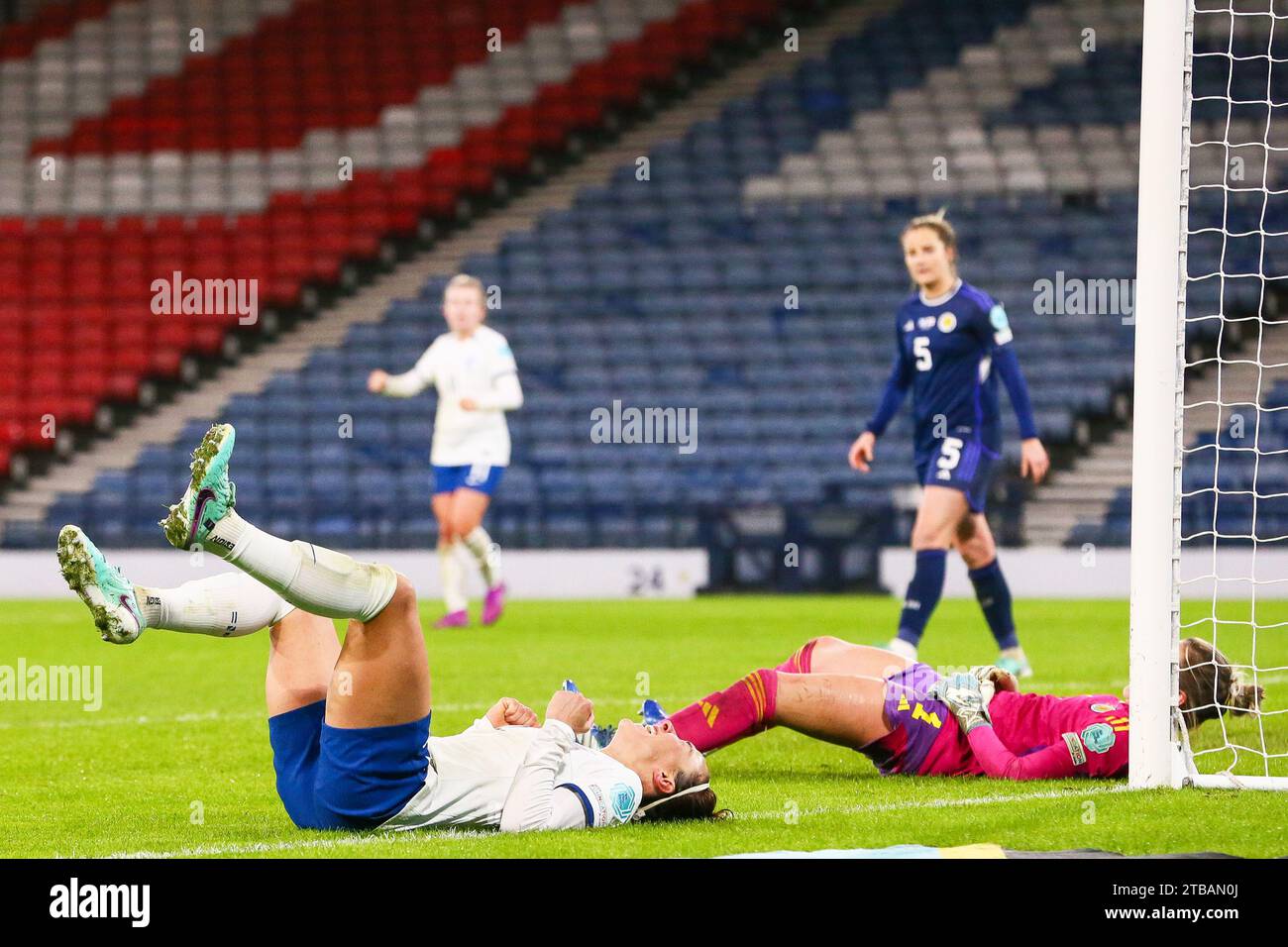 Glasgow, Scotland, UK. 05 Dec 23. Glasgow, UK. Scotland played against England in the UEFA Women's League, at Hampden Park, Glasgow, Scotland, UK. This is the final game for both teams in the UEFA Women's Nations League campaign, Credit: Findlay/Alamy Live News Stock Photo