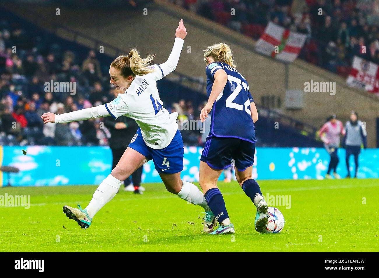 Glasgow, Scotland, UK. 05 Dec 23. Glasgow, UK. Scotland played against England in the UEFA Women's League, at Hampden Park, Glasgow, Scotland, UK. This is the final game for both teams in the UEFA Women's Nations League campaign, Credit: Findlay/Alamy Live News Stock Photo