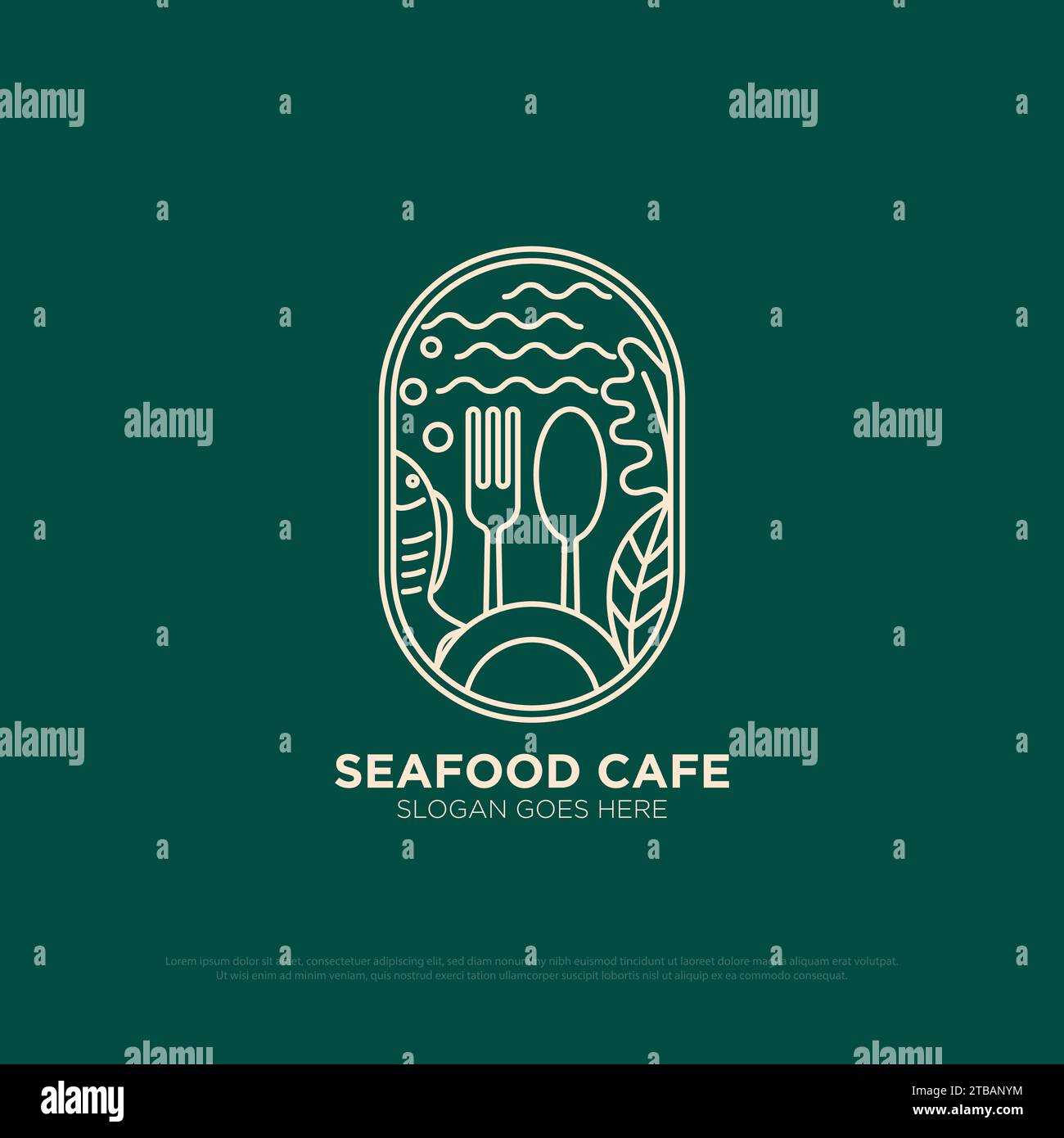 seafood restaurant logo design with geometric outline style, best for food and beverages cafe
