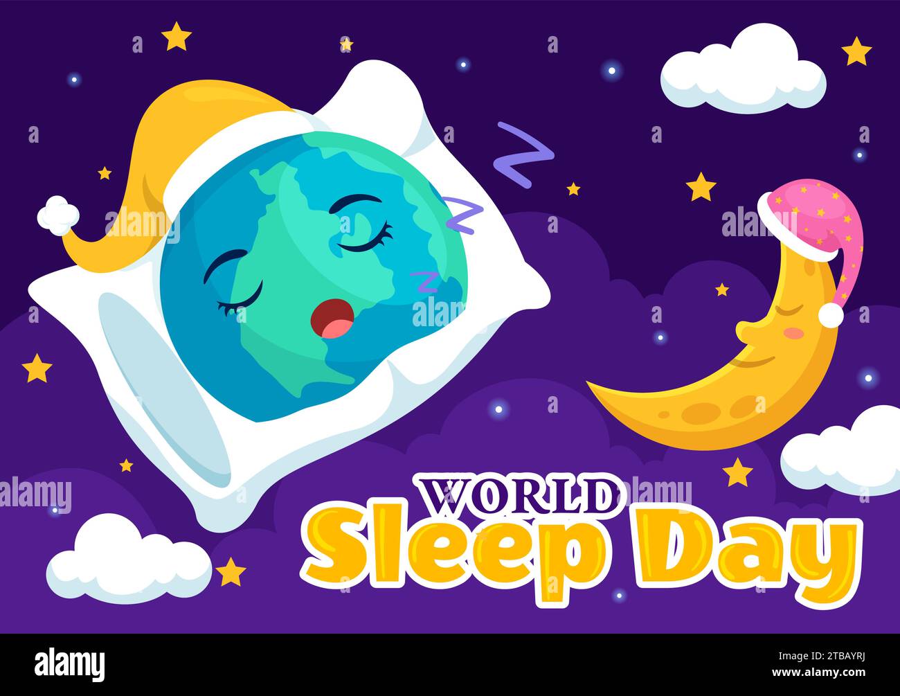 World Sleep Day Vector Illustration on March 15 with People Sleeping