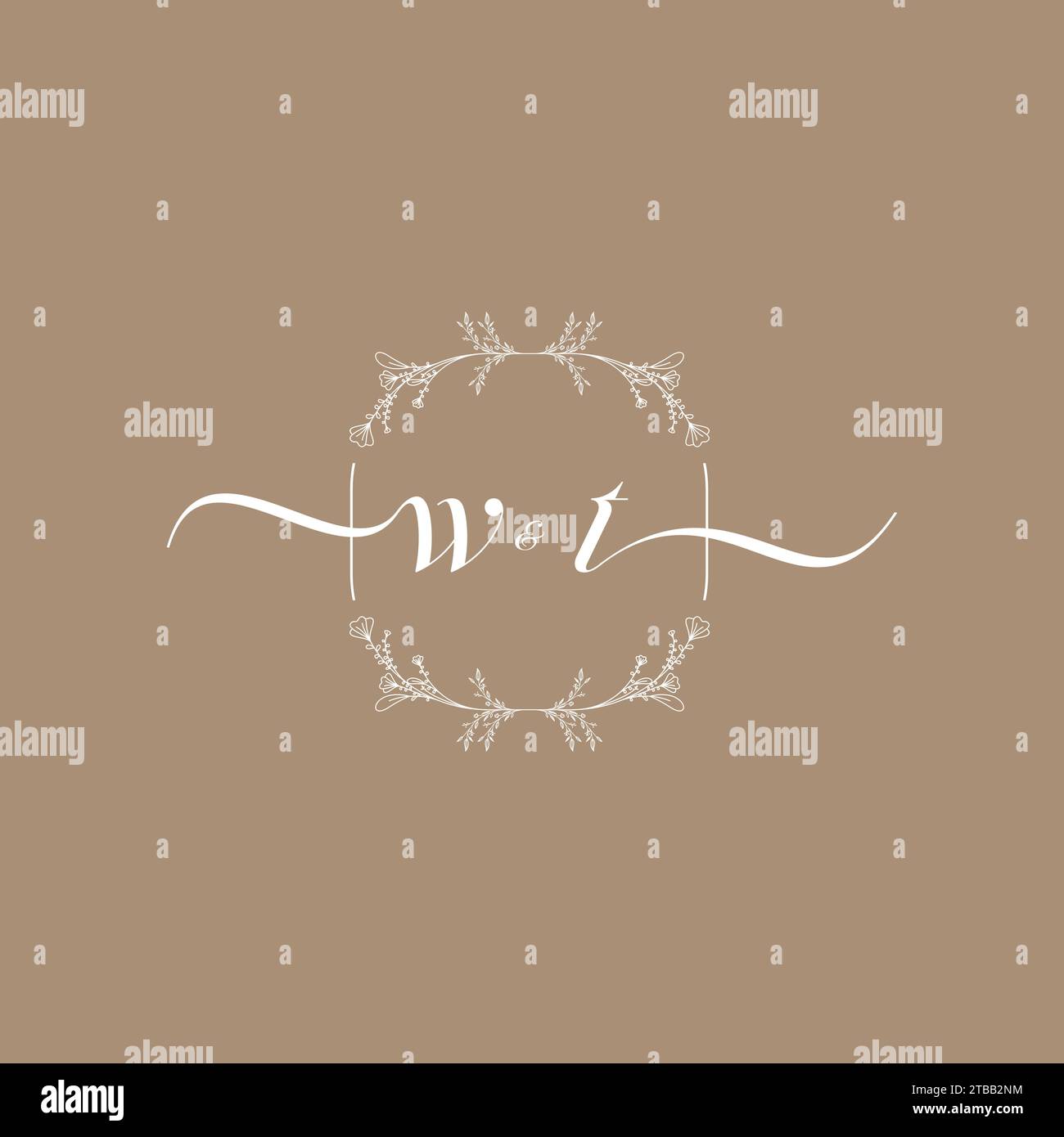 WT handwriting logo of initial signature, wedding and fashion concept design Stock Vector