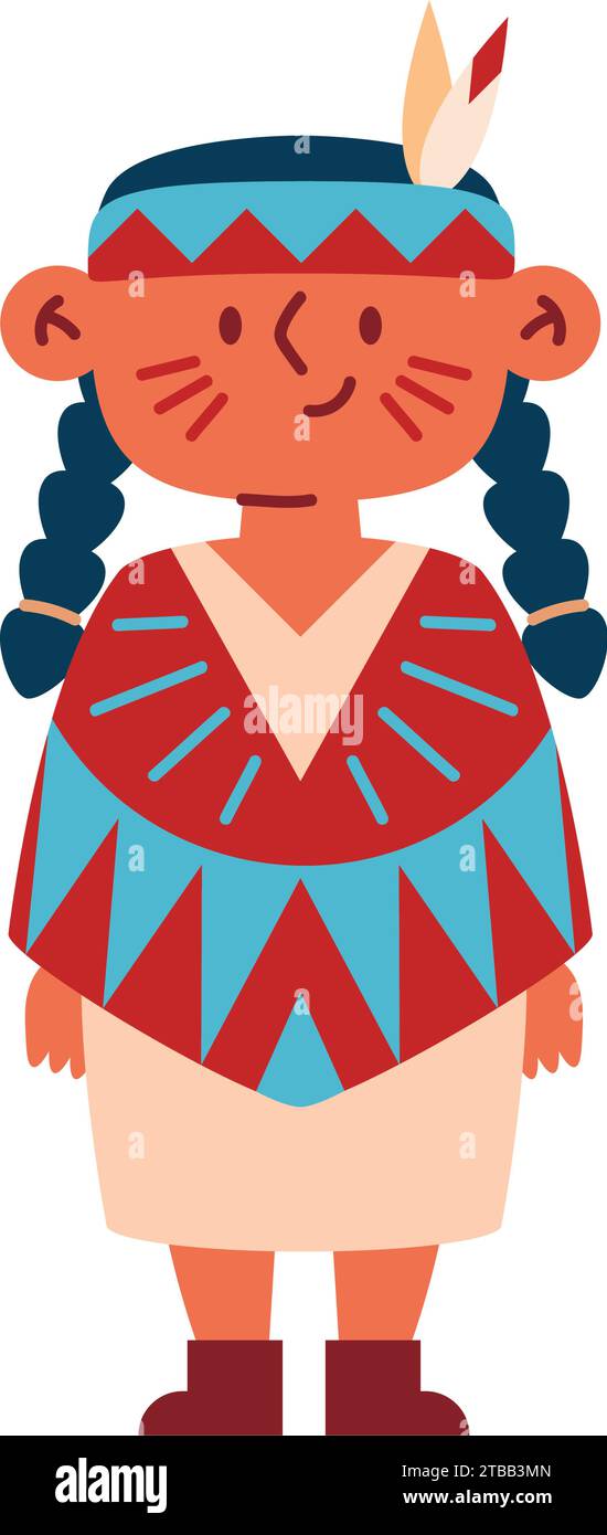 native american indian girl illustration vector isolated Stock Vector ...