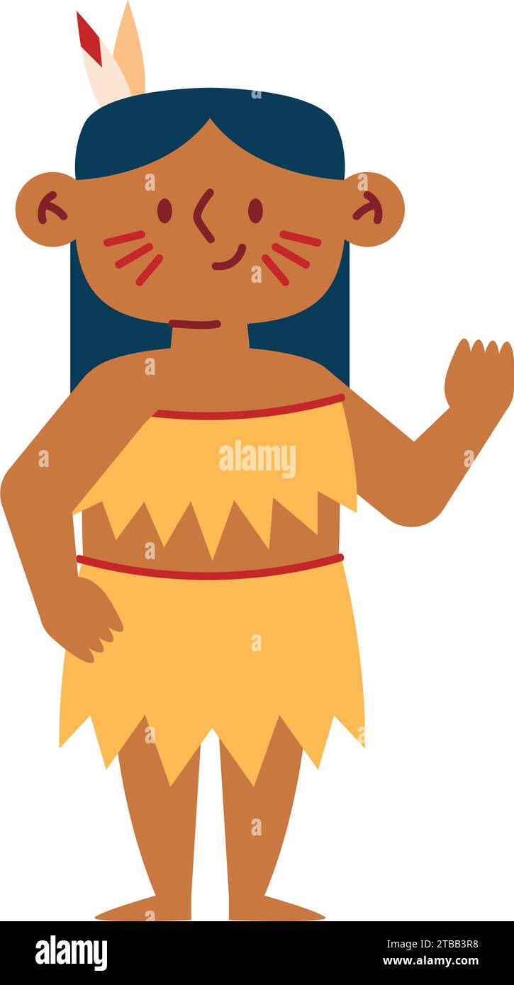 native american indian cute girl vector isolated Stock Vector Image ...